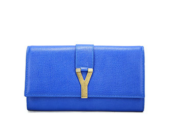 YSL belle de jour original saffiano leather clutch 30318 blue